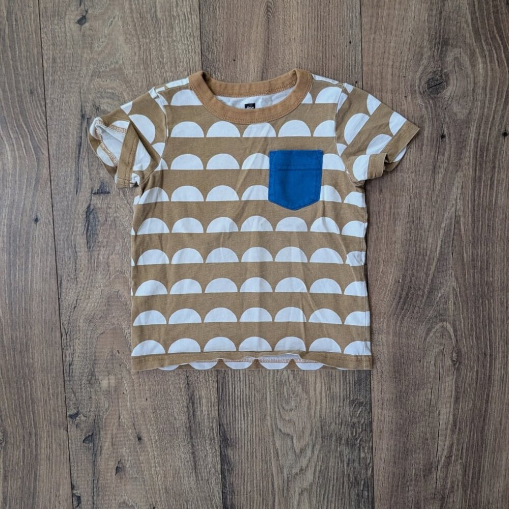 Tea Collection Geometric Contrast Pocket Toddler Tee